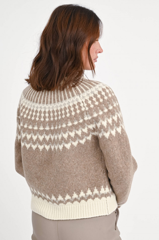 SoSUE Norweger-Strickweste in Taupe/Natur