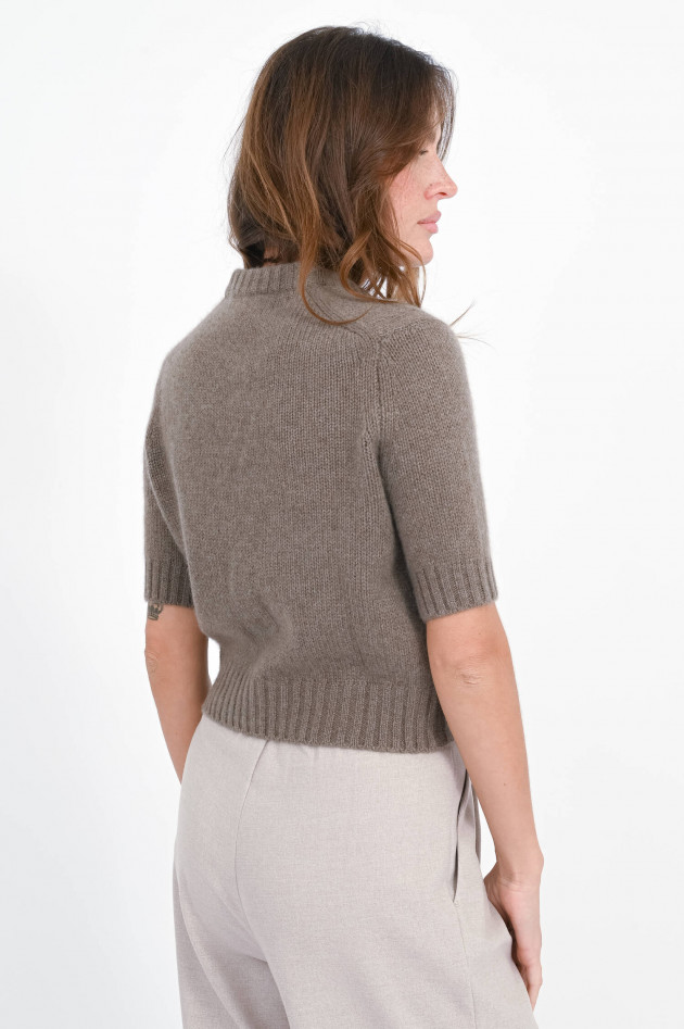 SoSUE Kurzarm-Strickweste aus Cashmere in Taupe