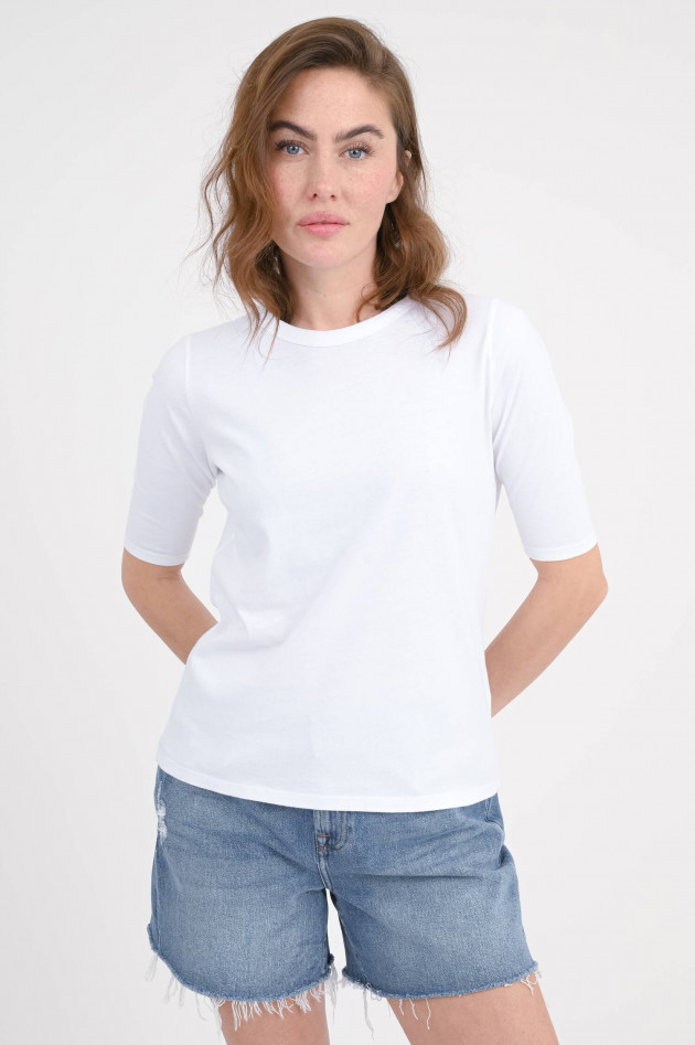SoSUE T-Shirt mit verlängertem Kurzarm in Weiß