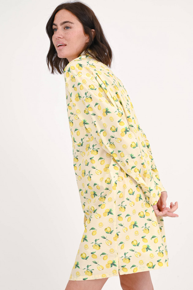 Sportmax Hemdblusenkleid mit Zitronen-Print in Pastell-Gelb