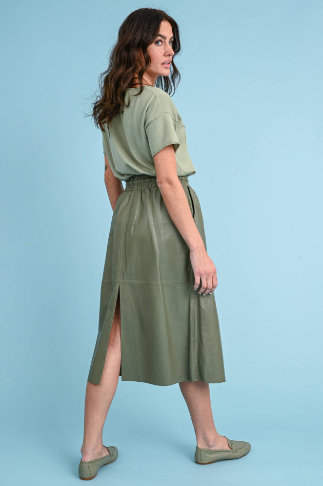 Stand Studio Midi-Lederrock DORIS in Khaki