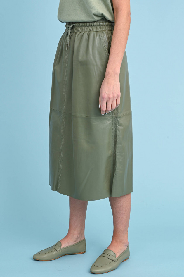 Stand Studio Midi-Lederrock DORIS in Khaki