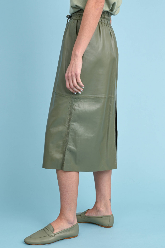 Stand Studio Midi-Lederrock DORIS in Khaki