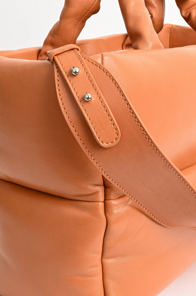 Stand Studio Ledertasche DAFFY mit Polster-Stepp in Mandarine