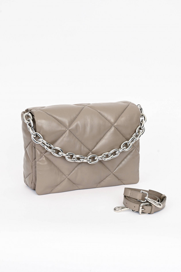 Stand Studio Ledertasche BRYNNIE mit Rauten-Stepp in Taupe