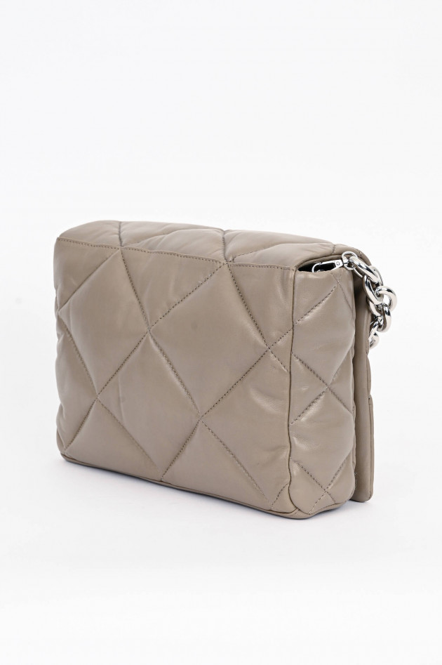 Stand Studio Ledertasche BRYNNIE mit Rauten-Stepp in Taupe