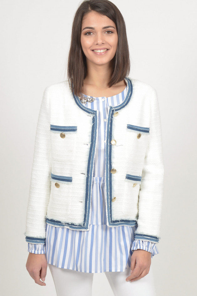 Steffen Schraut Jacke mit Jeanselementen in Blau/Weiß