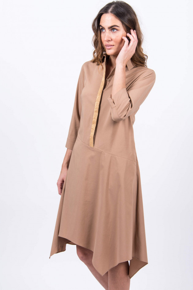 Steffen Schraut Blusenkleid mit Schmucksteinbesatz in Camel