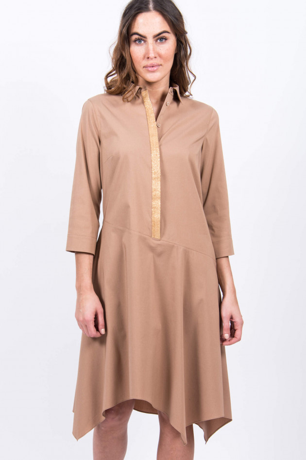 Steffen Schraut Blusenkleid mit Schmucksteinbesatz in Camel