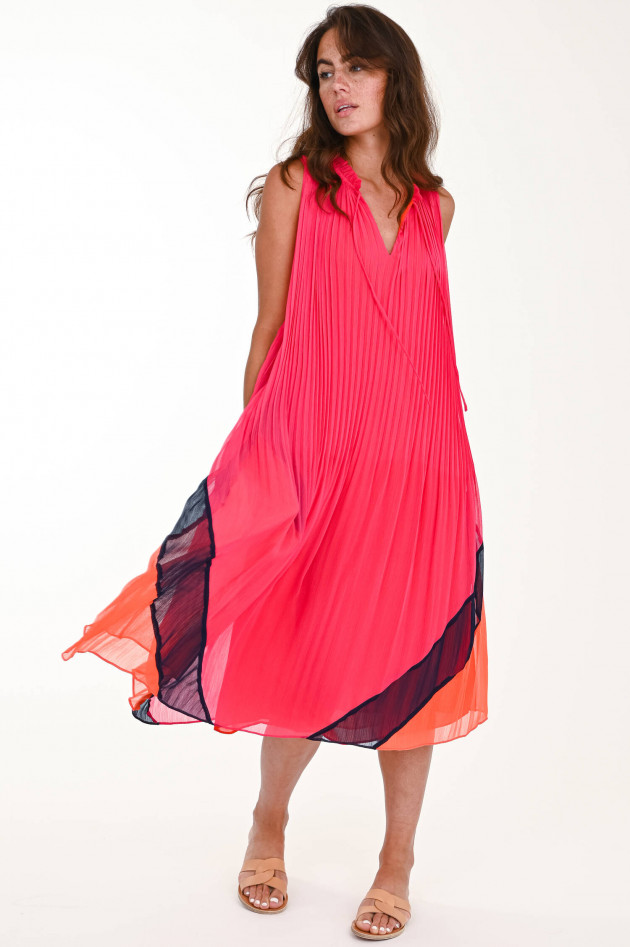 Steffen Schraut Plisseekleid mit Rüschen in Melone/Navy/Orange