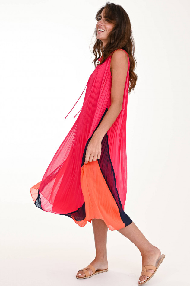 Steffen Schraut Plisseekleid mit Rüschen in Melone/Navy/Orange
