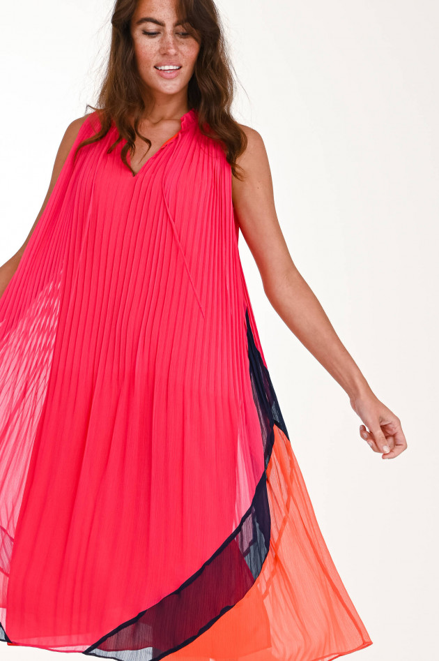 Steffen Schraut Plisseekleid mit Rüschen in Melone/Navy/Orange