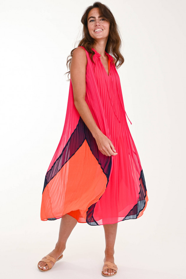 Steffen Schraut Plisseekleid mit Rüschen in Melone/Navy/Orange