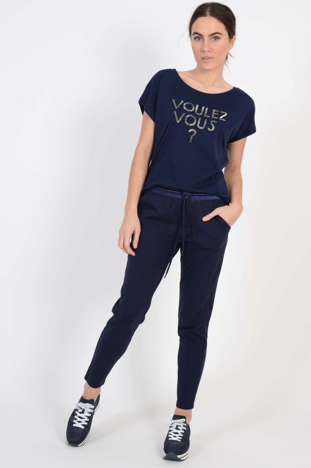Steffen Schraut T-Shirt mit Schmucksteinbesatz in Navy