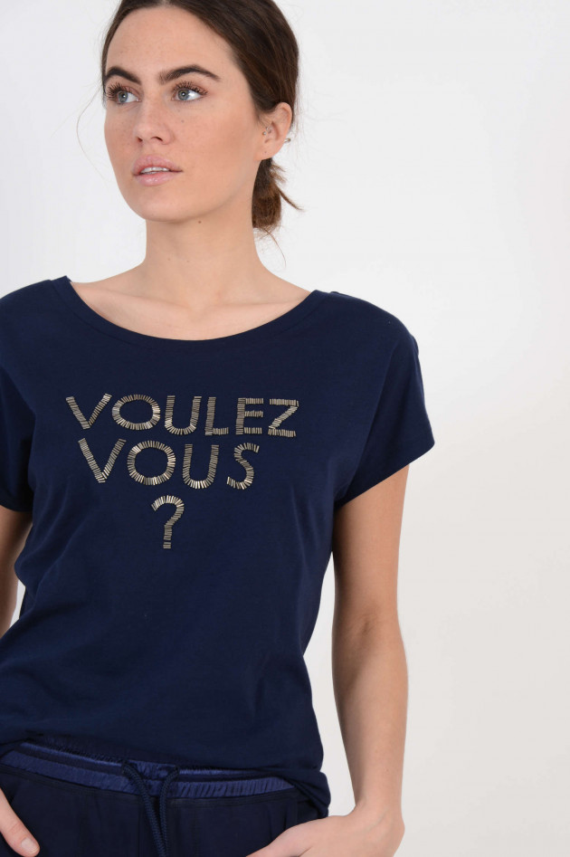 Steffen Schraut T-Shirt mit Schmucksteinbesatz in Navy