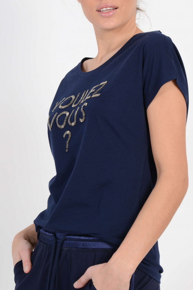 Steffen Schraut T-Shirt mit Schmucksteinbesatz in Navy