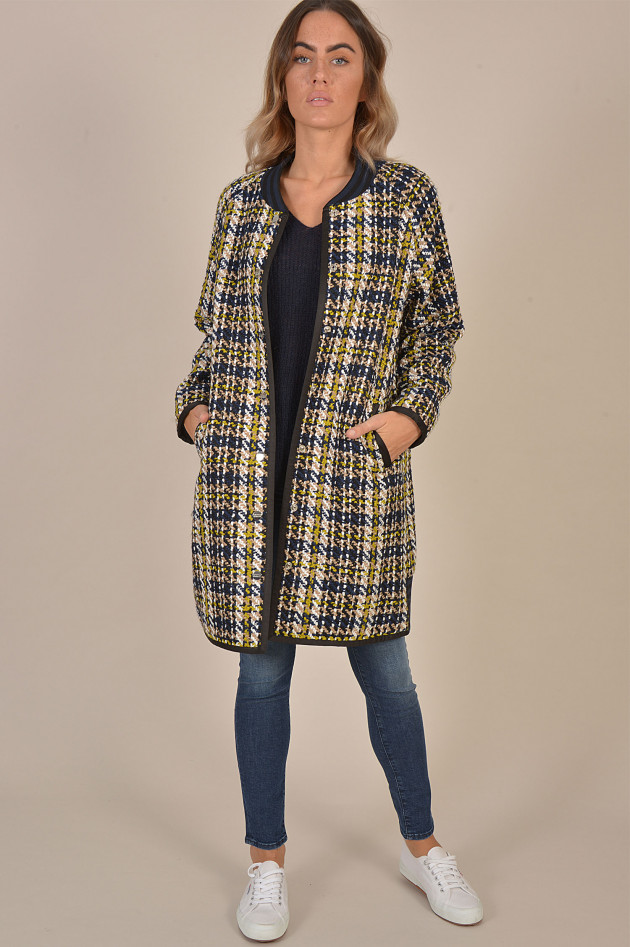 Steffen Schraut Tweed - Mantel in Blau/Weiß gemustert