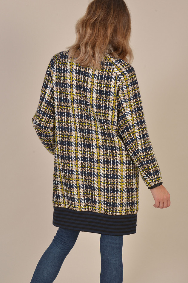 Steffen Schraut Tweed - Mantel in Blau/Weiß gemustert