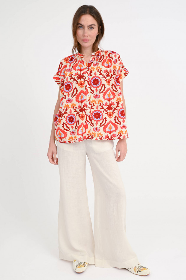 Stella Forest Blumen-Bluse in Rot/Beige/Multicolor