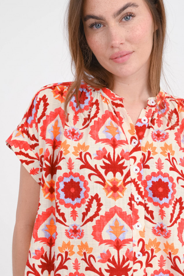 Stella Forest Blumen-Bluse in Rot/Beige/Multicolor