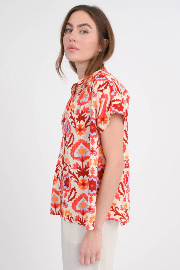 Stella Forest Blumen-Bluse in Rot/Beige/Multicolor