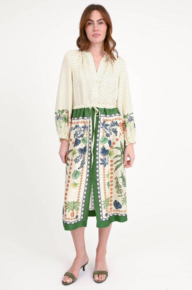 Stella Forest Gemustertes Kleid MAHALIA in Creme/Grün/Multicolor