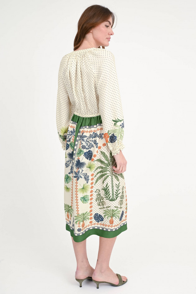 Stella Forest Gemustertes Kleid MAHALIA in Creme/Grün/Multicolor
