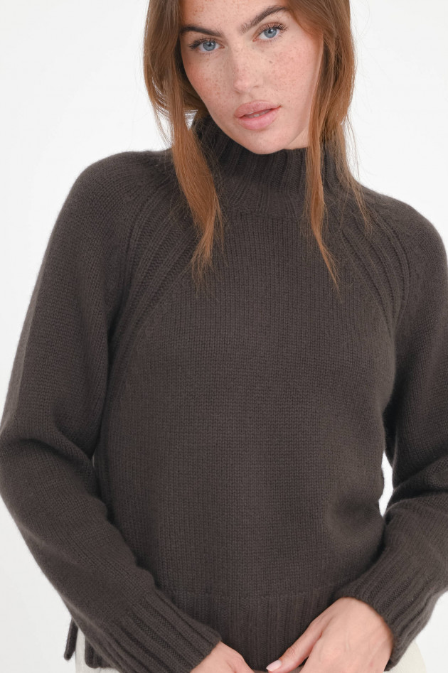 Stephan Boya Stehkragen-Cashmere-Pullover in Chocolate