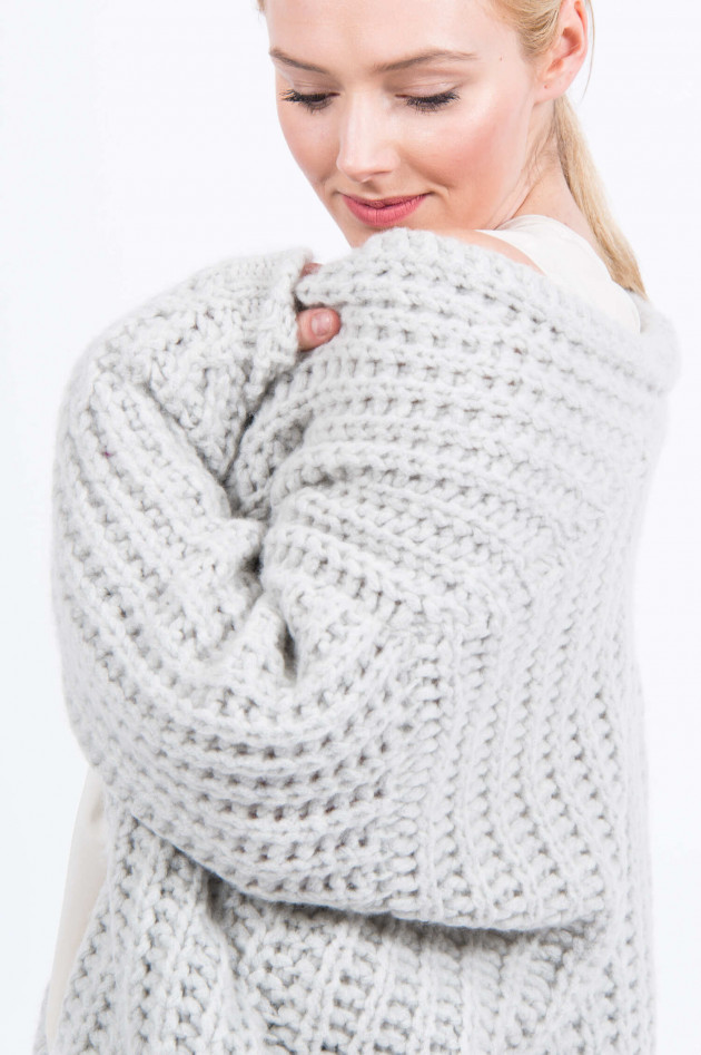 Stephan Boya Grobstrick Cardigan in Hellgrau