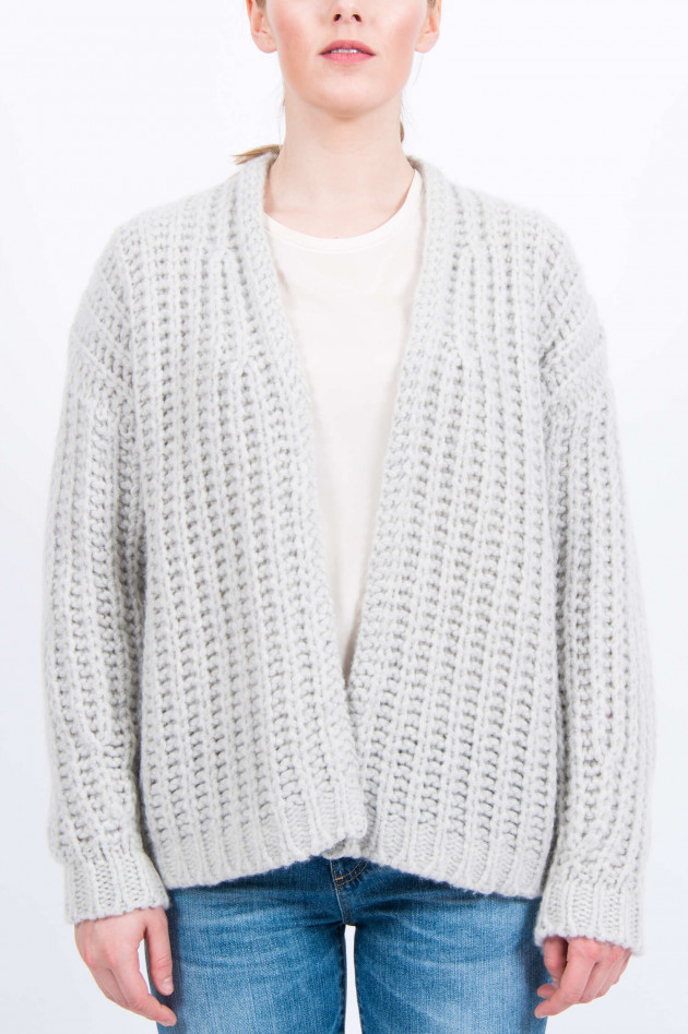 Stephan Boya Grobstrick Cardigan in Hellgrau