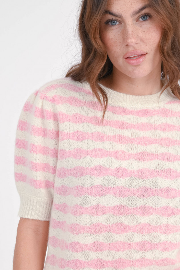 Stephan Boya Cashmere-Pullover CARINETT in Rosa/Creme gestreift