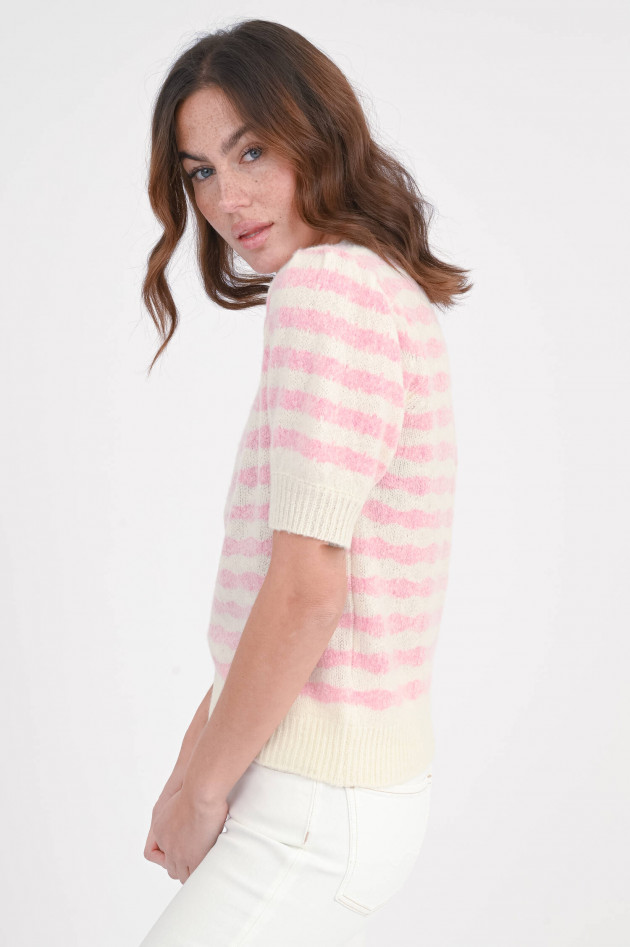 Stephan Boya Cashmere-Pullover CARINETT in Rosa/Creme gestreift