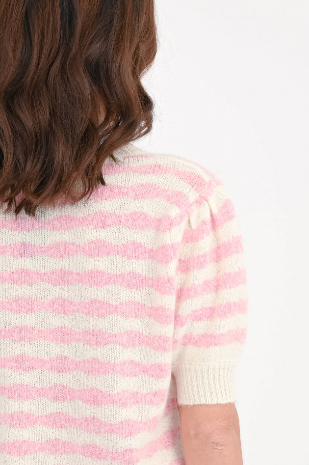 Stephan Boya Cashmere-Pullover CARINETT in Rosa/Creme gestreift