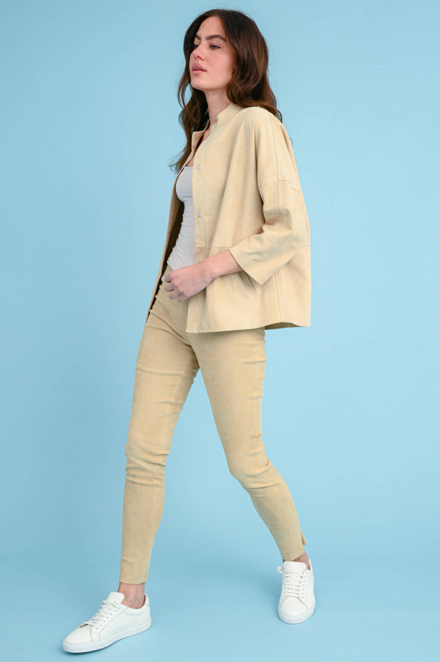 Steven-K Velourslederjacke OVERSHIRT in Sandbeige