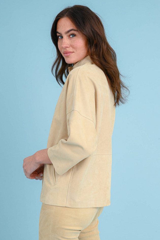 Steven-K Velourslederjacke OVERSHIRT in Sandbeige