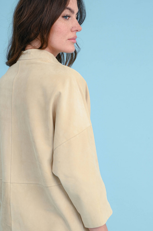 Steven-K Velourslederjacke OVERSHIRT in Sandbeige