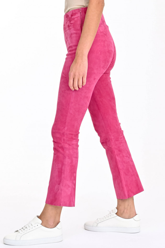 Steven-K Velourslederhose mit Teilungsnaht in Fuchsia