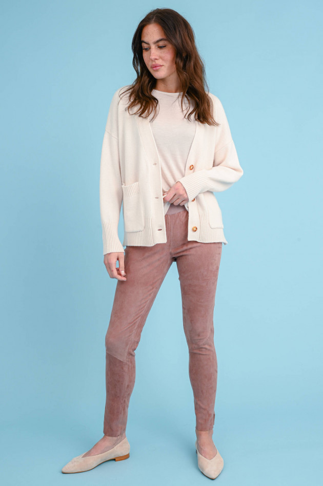 Steven-K Leggings aus Veloursleder in Rosenholz