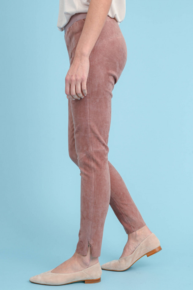 Steven-K Leggings aus Veloursleder in Rosenholz