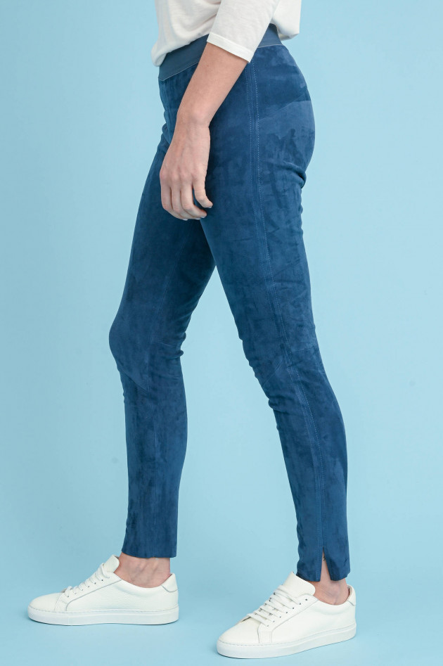 Steven-K Leggings aus Veloursleder in Azurblau