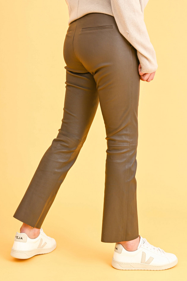 Steven-K High Rise Lederhose LEGG in Taupe