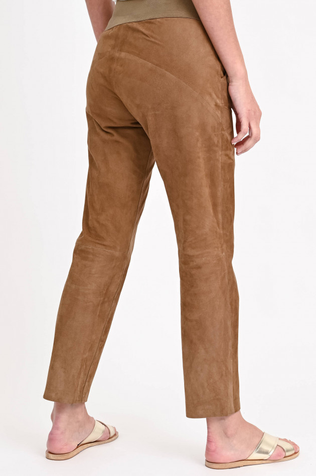 Steven-K Hose aus Veloursleder in Camel