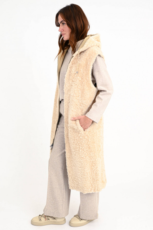 Steven-K Wende-Shearling Weste in Beige