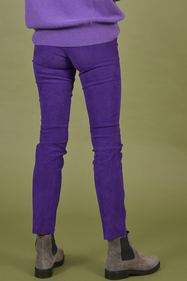 Stouls Hose aus Veloursleder in Violett