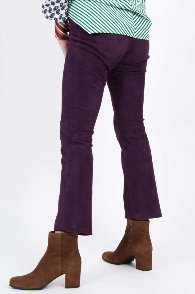 Stouls Velourslederhose mit Kick in Violett