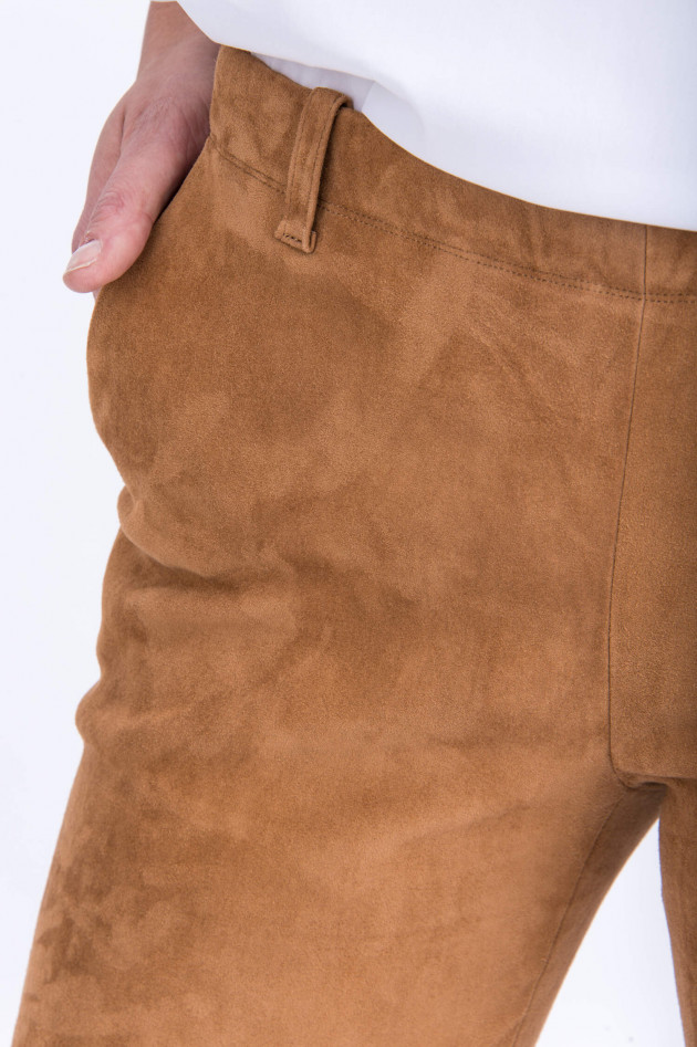 Stouls Verlourslederhose mit weitem Bein in Camel