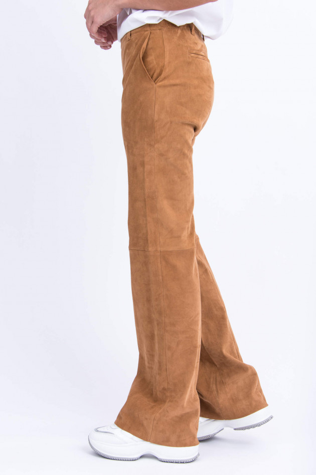 Stouls Verlourslederhose mit weitem Bein in Camel