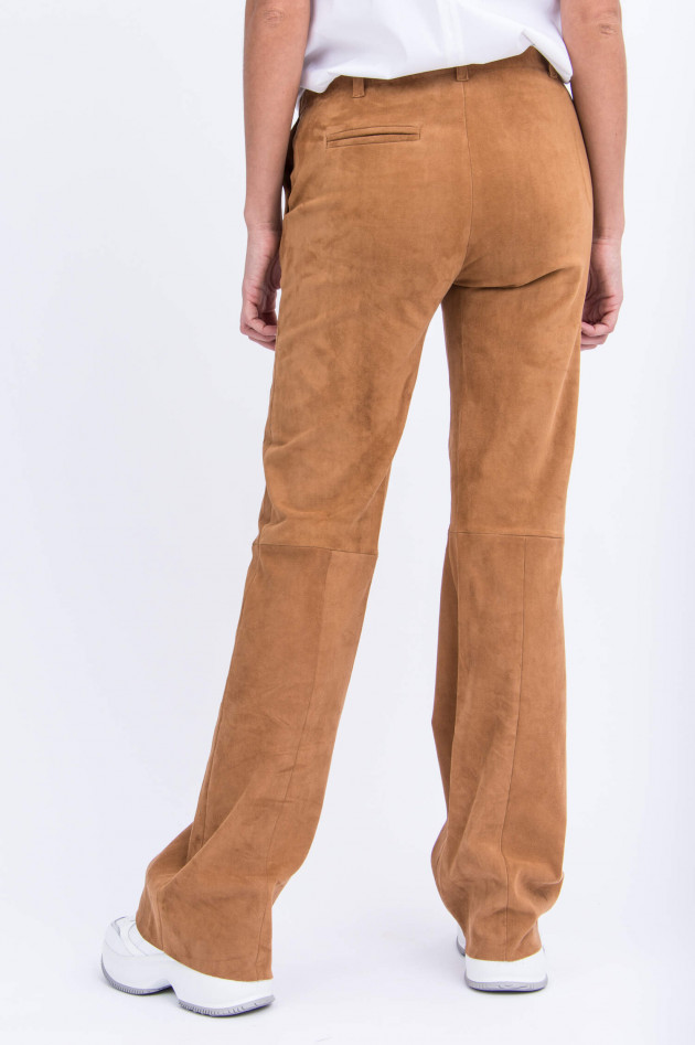 Stouls Verlourslederhose mit weitem Bein in Camel