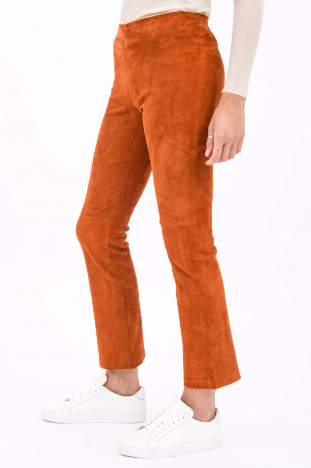 Stouls Velourslederhose mit Kick in Orange