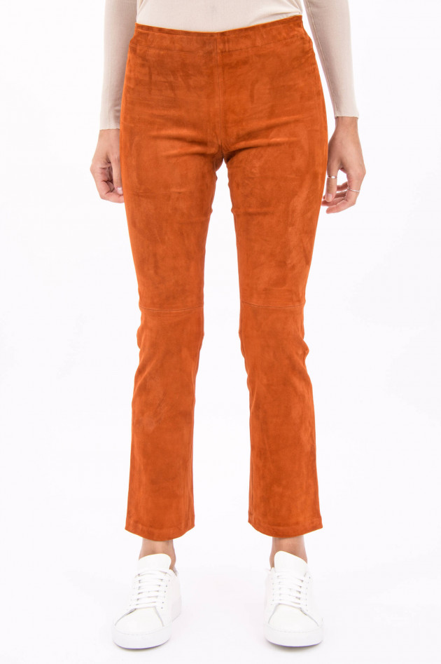 Stouls Velourslederhose mit Kick in Orange